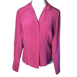 Jones Wear Essentials Button Up Collared Shirt ~ 8 ~ Pink ~ Long Sleeve